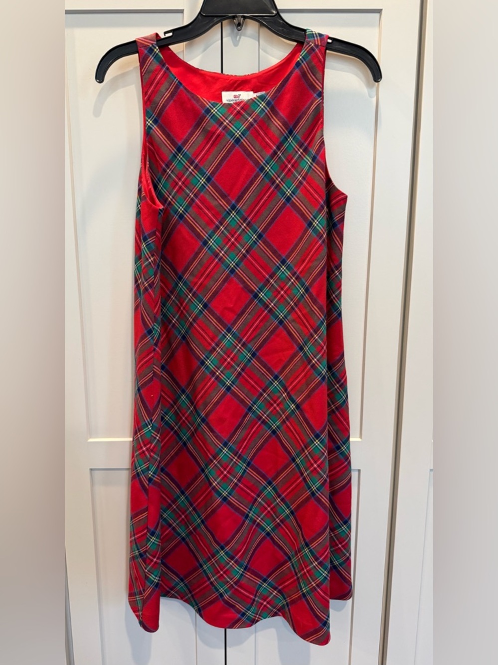 Vineyard Vines Red Plaid Sleeveless Shift Dress